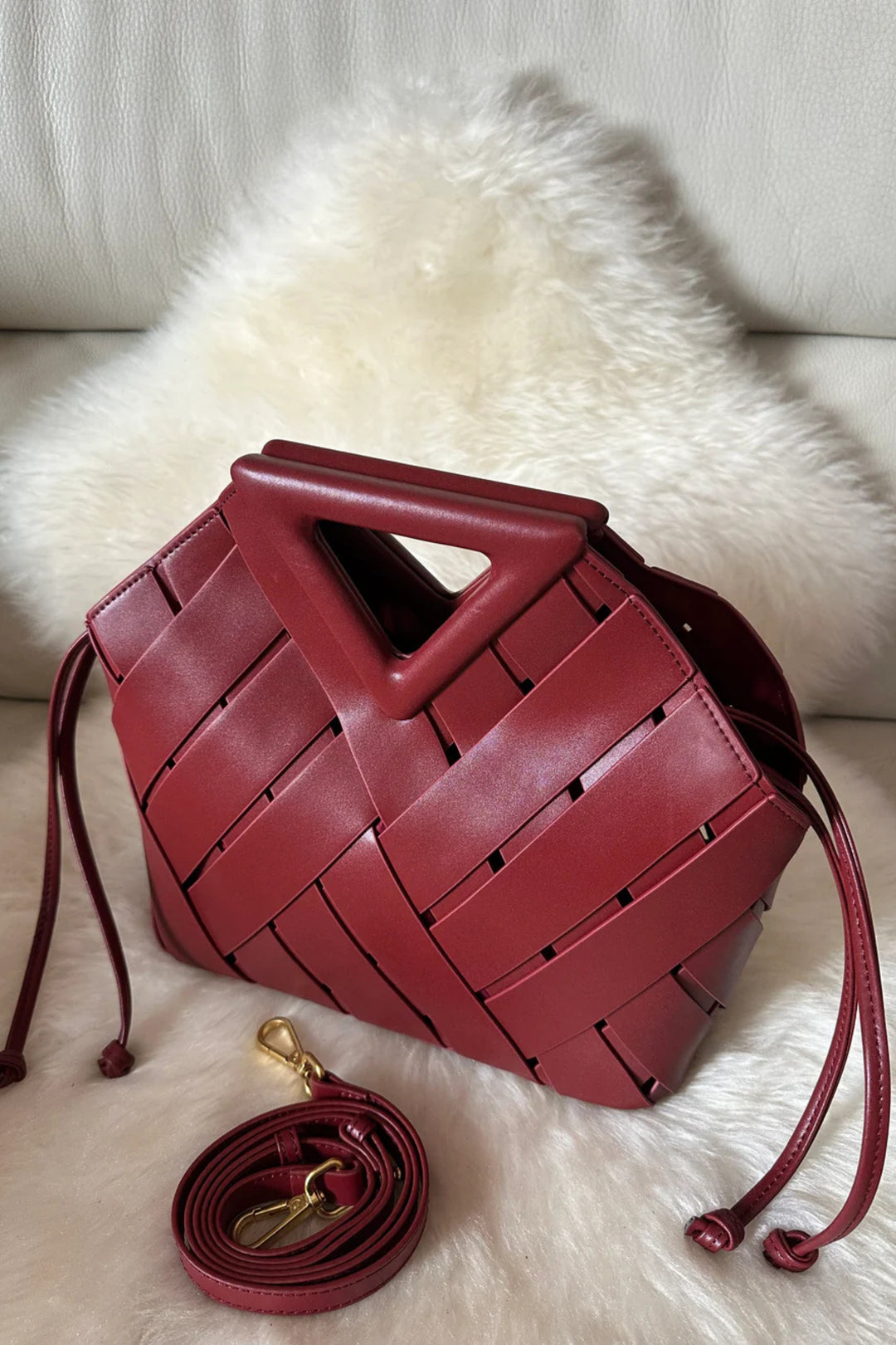 Panelled Burgundy Handbag
