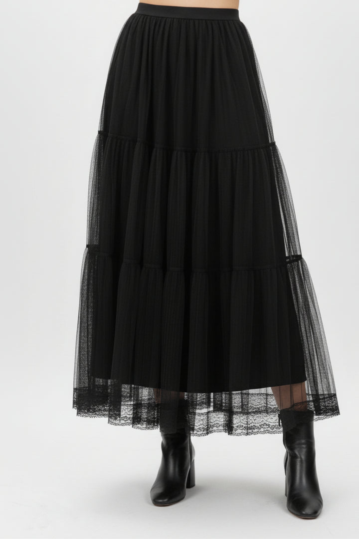 Brown Mist Leather Shirt & Mesh Skirt Co-ord Set