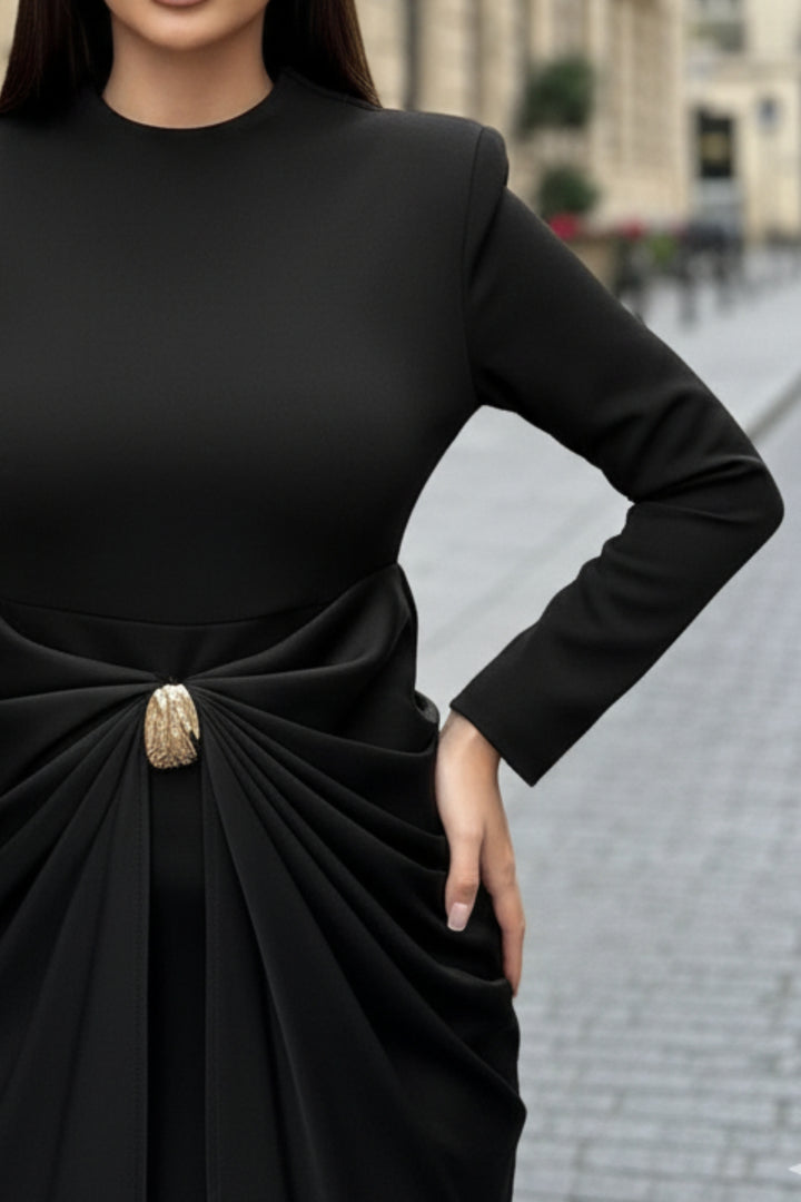 Obsidian Luxe Draped Dress