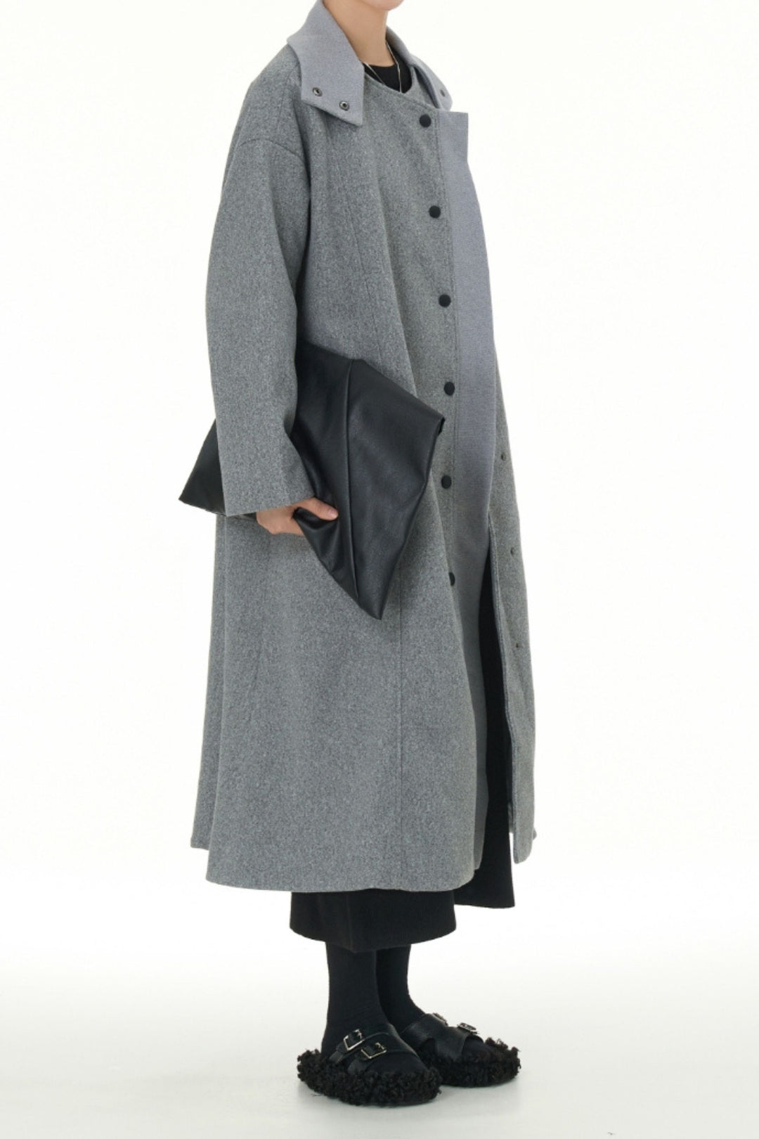 Vogue Grey Trench Coat With Snap Buttons