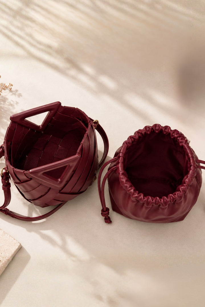 Panelled Burgundy Handbag