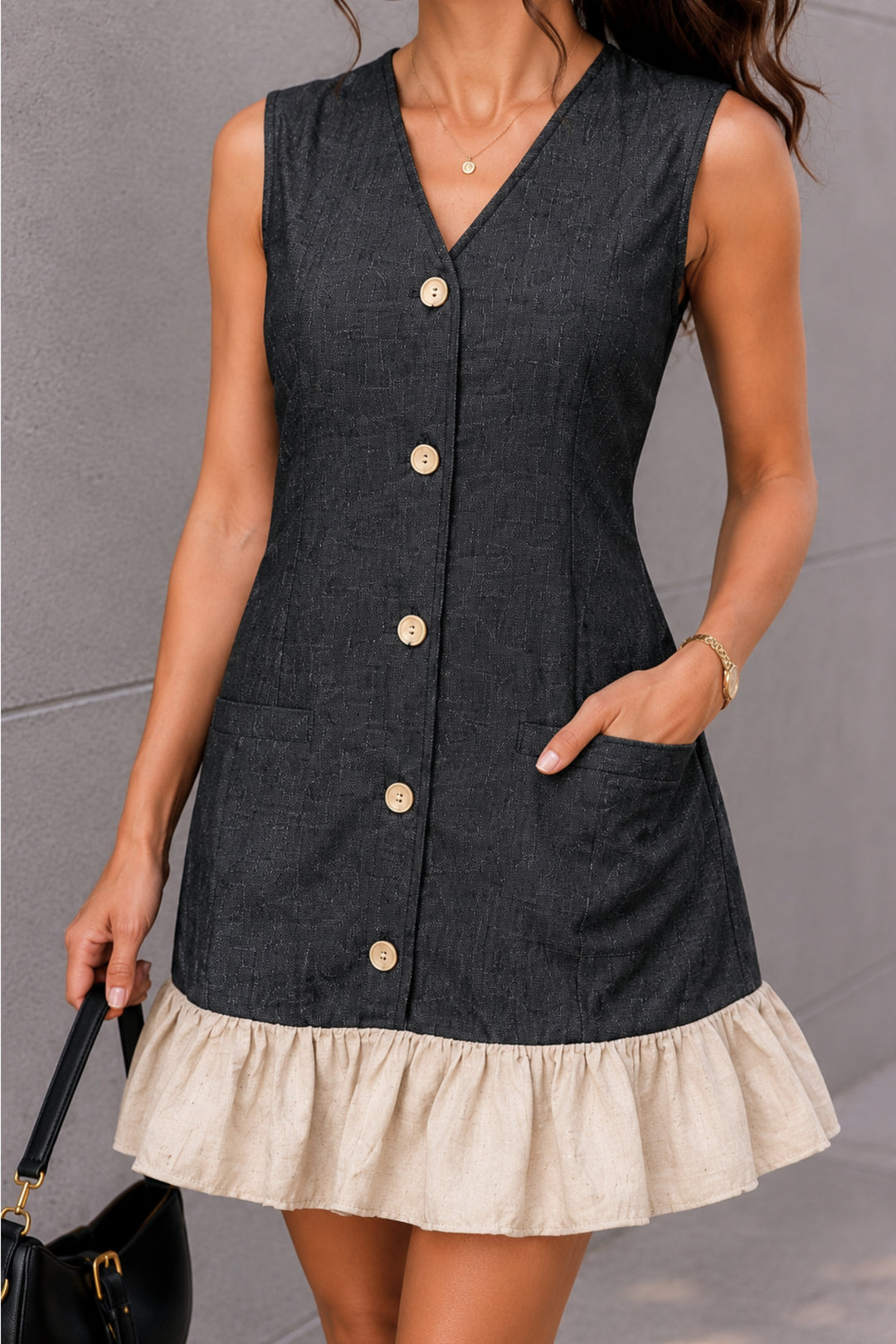 Onyx Denim Ruffle Dress