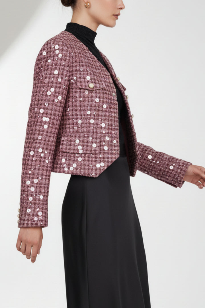 Fuchsia Pink Stardust Sequin Blazer