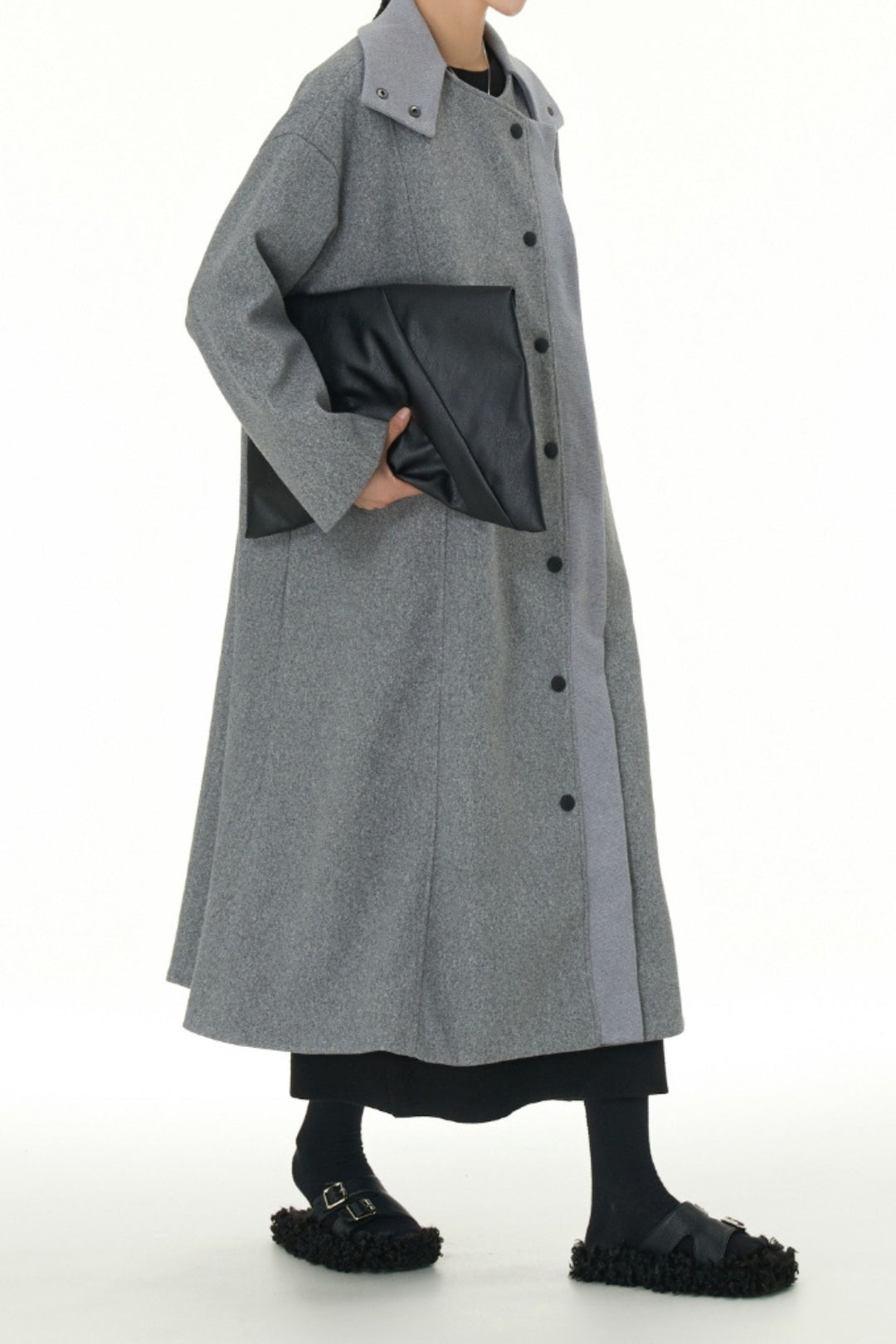 Vogue Grey Trench Coat With Snap Buttons