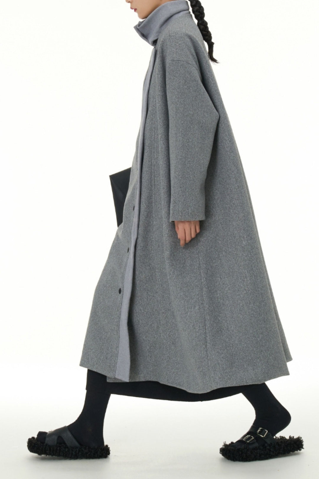 Vogue Grey Trench Coat With Snap Buttons