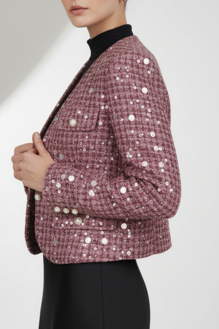 Fuchsia Pink Stardust Sequin Blazer