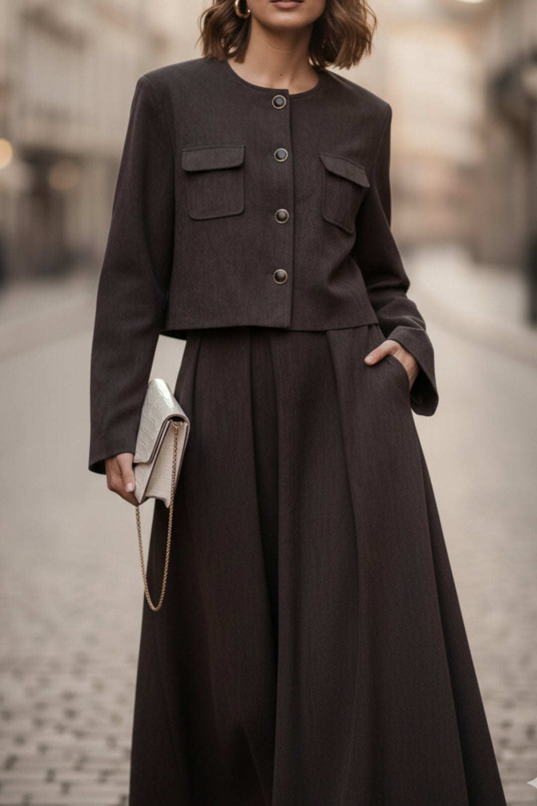 Charcoal Velvet Skirt Co-Ord