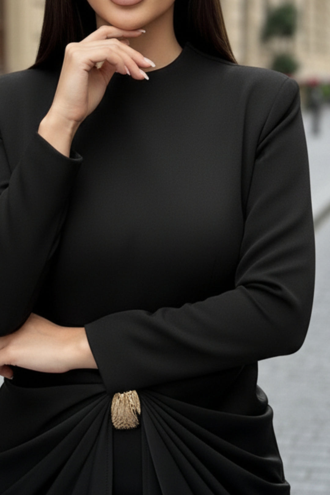 Obsidian Luxe Draped Dress