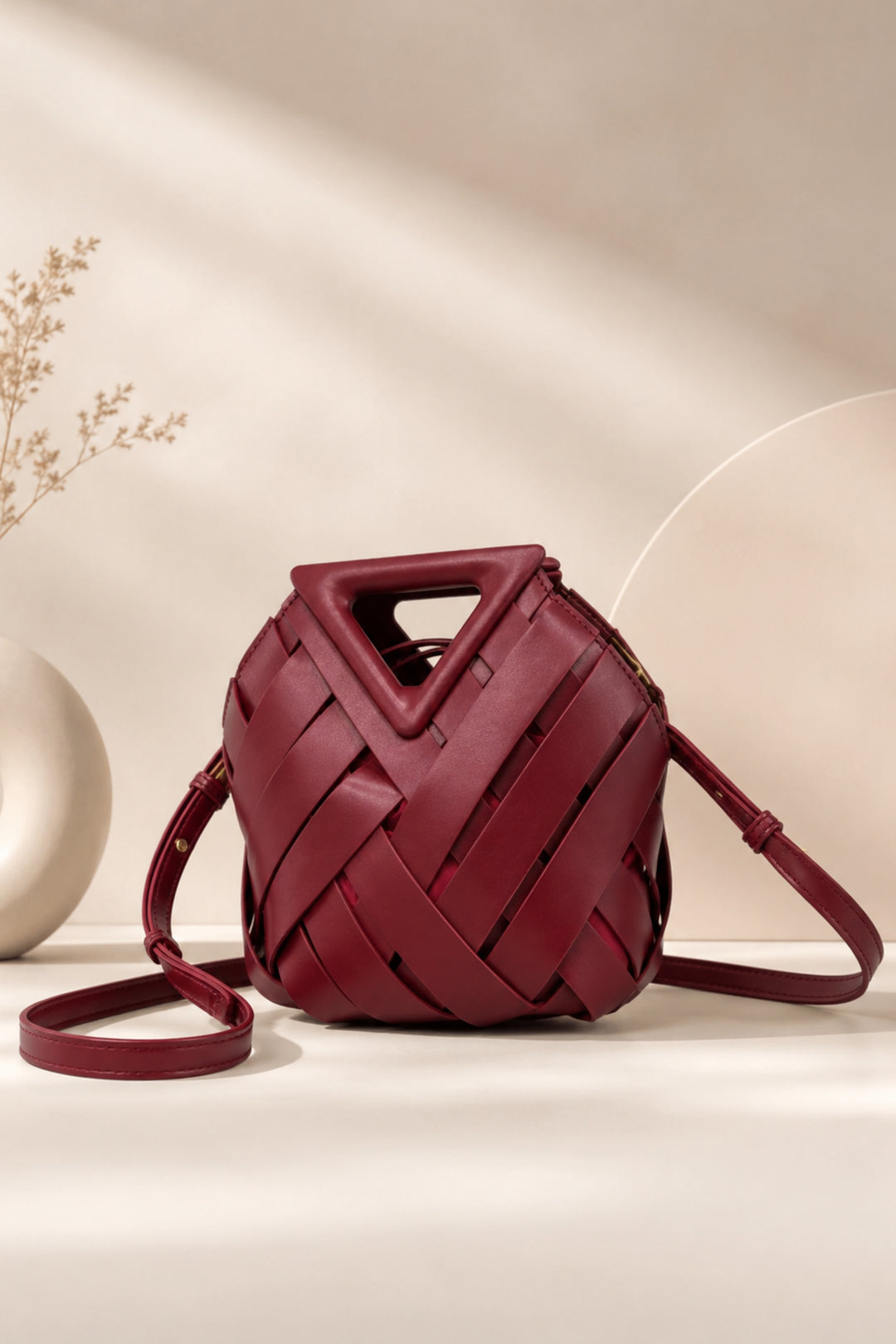 Panelled Burgundy Handbag