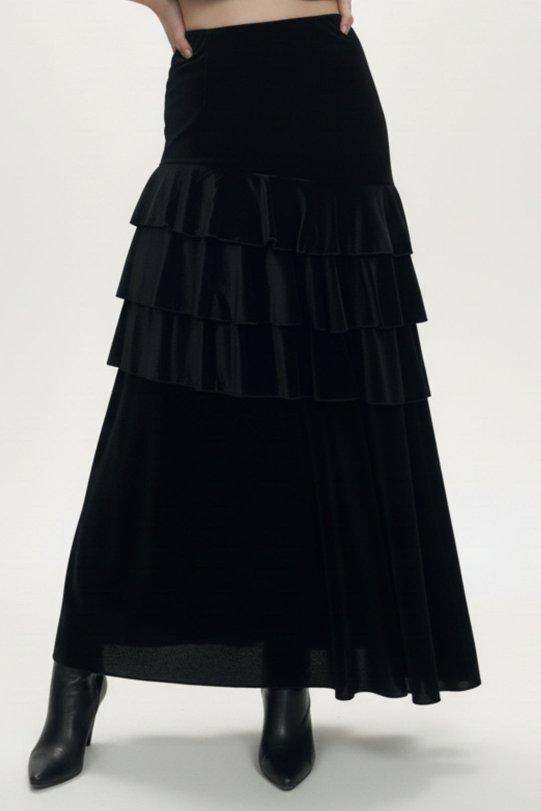 Noir Luxe Leather & Velvet Skirt Co-ord Set