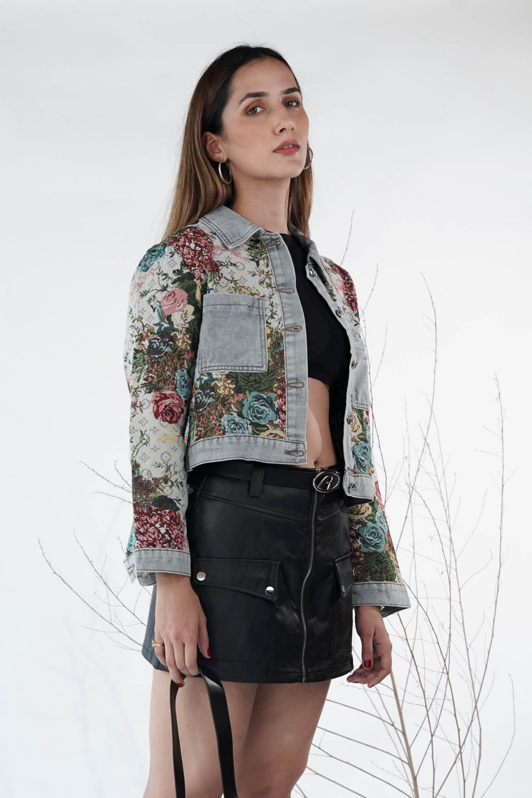 Floral Woven Breeze Denim Jacket