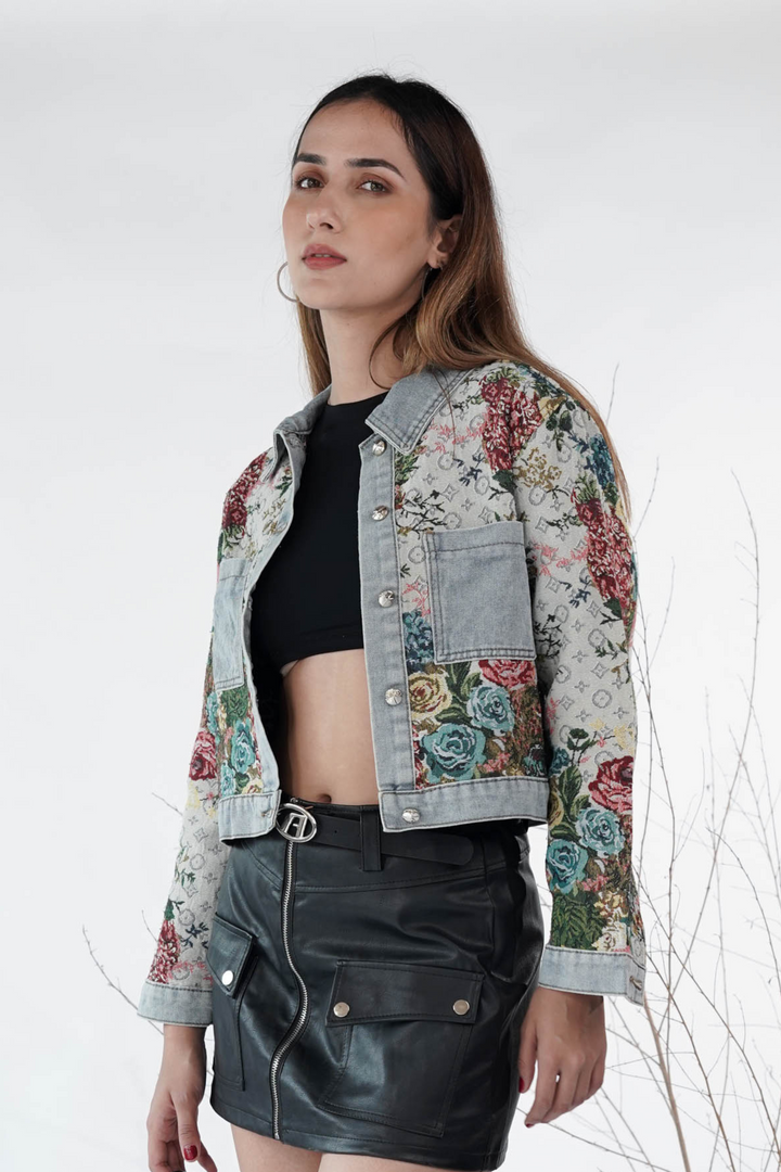 Floral Woven Breeze Denim Jacket