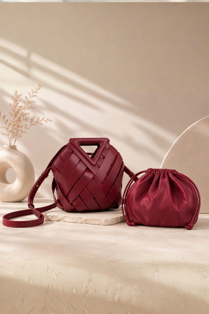 Panelled Burgundy Handbag