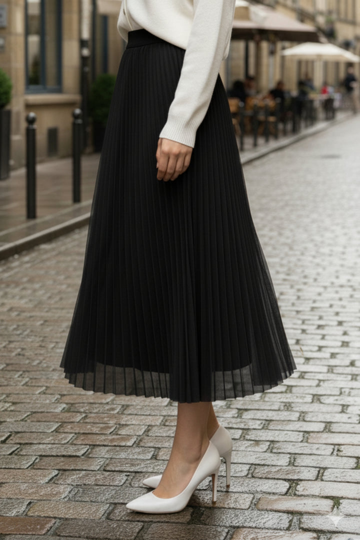 Midnight Mesh Pleated Skirt