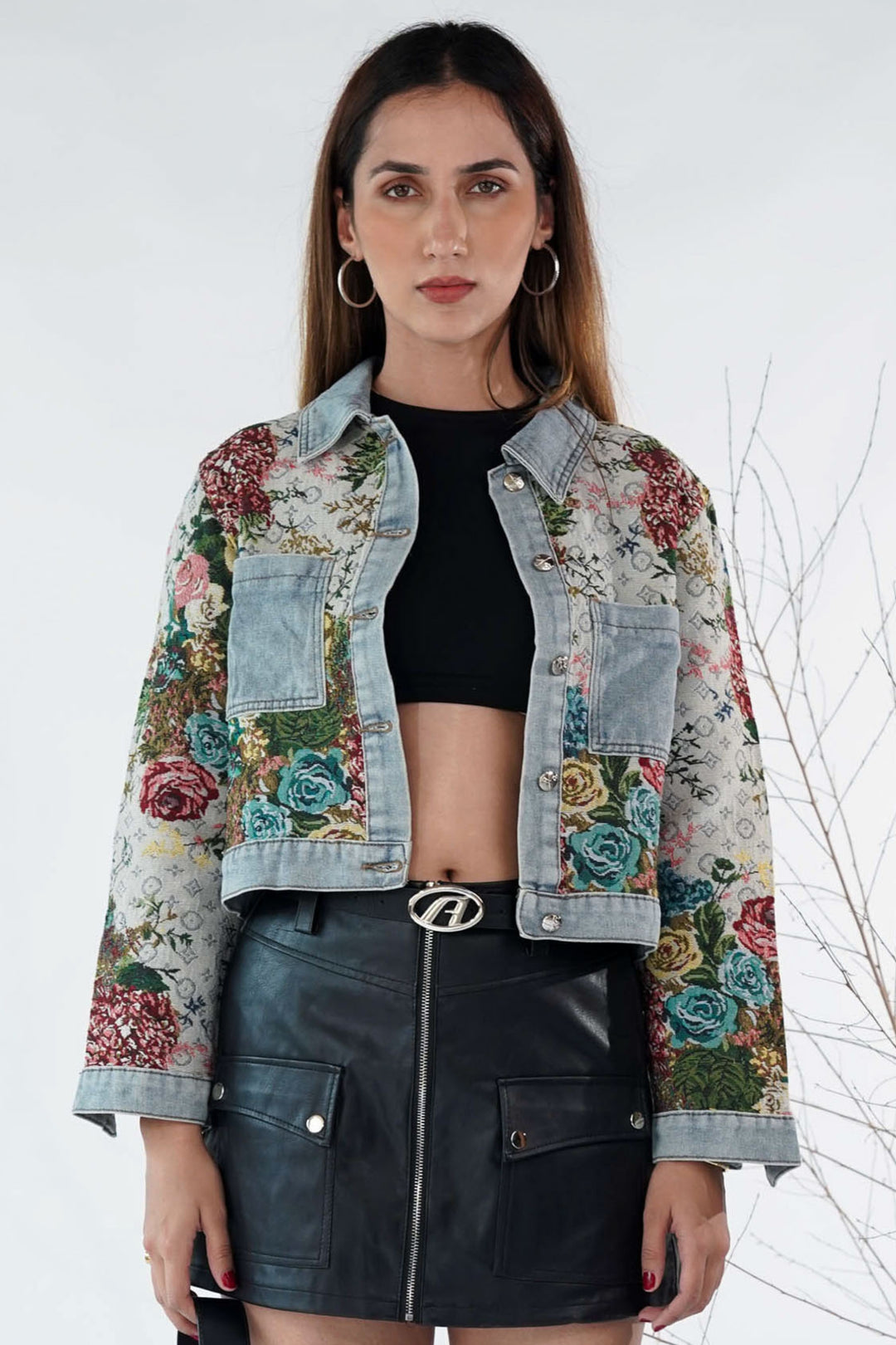 Floral Woven Breeze Denim Jacket