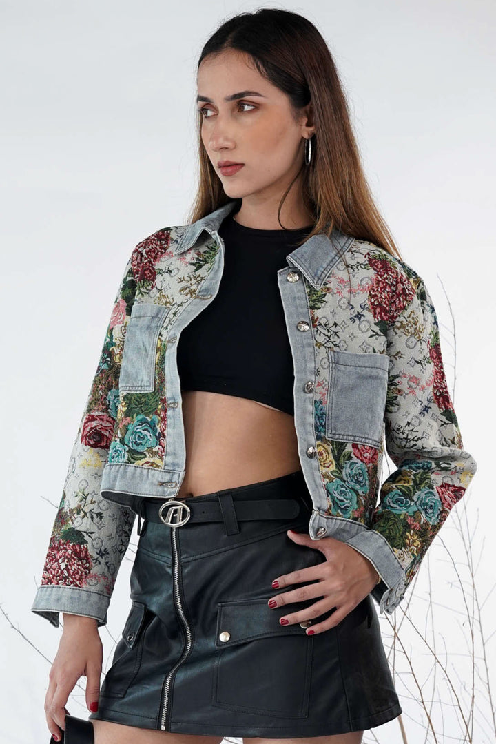 Floral Woven Breeze Denim Jacket