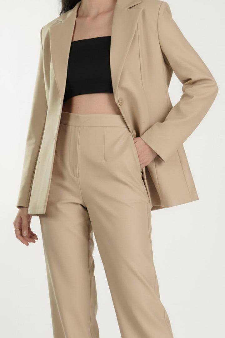 Beige Blazer and Pant Coord set