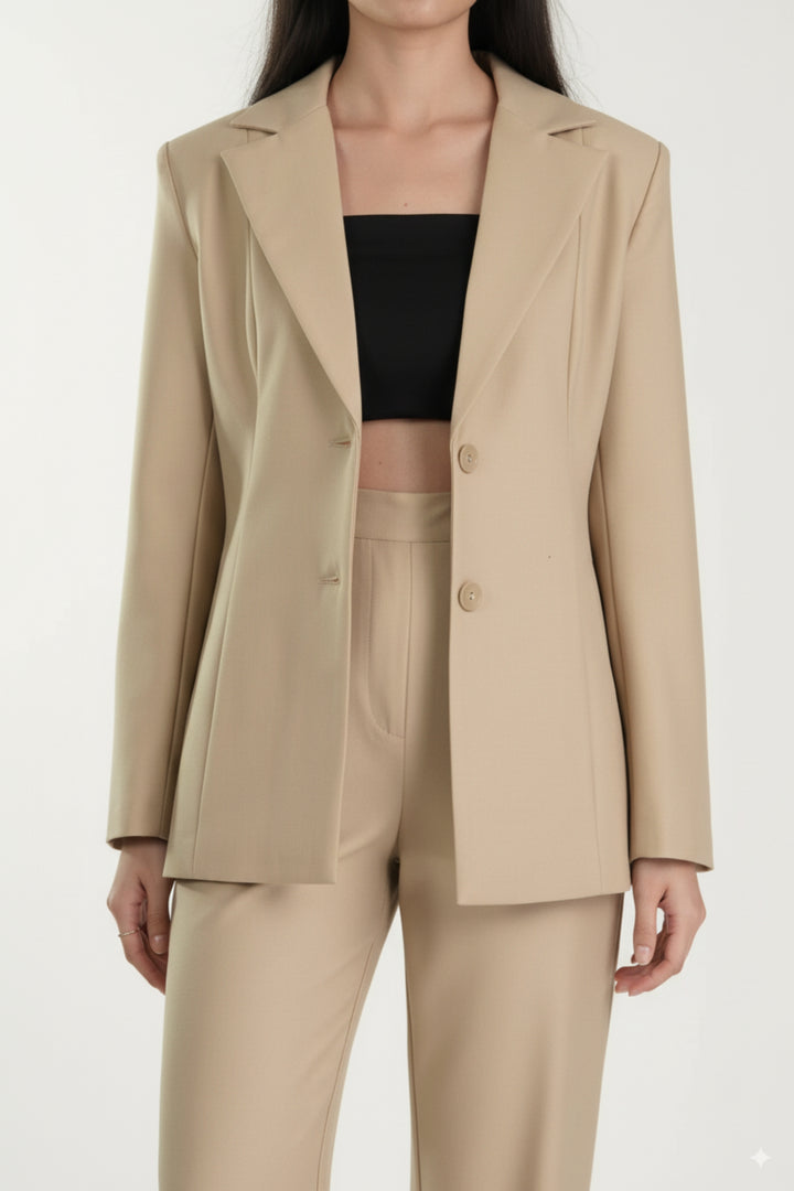 Beige Blazer and Pant Coord set
