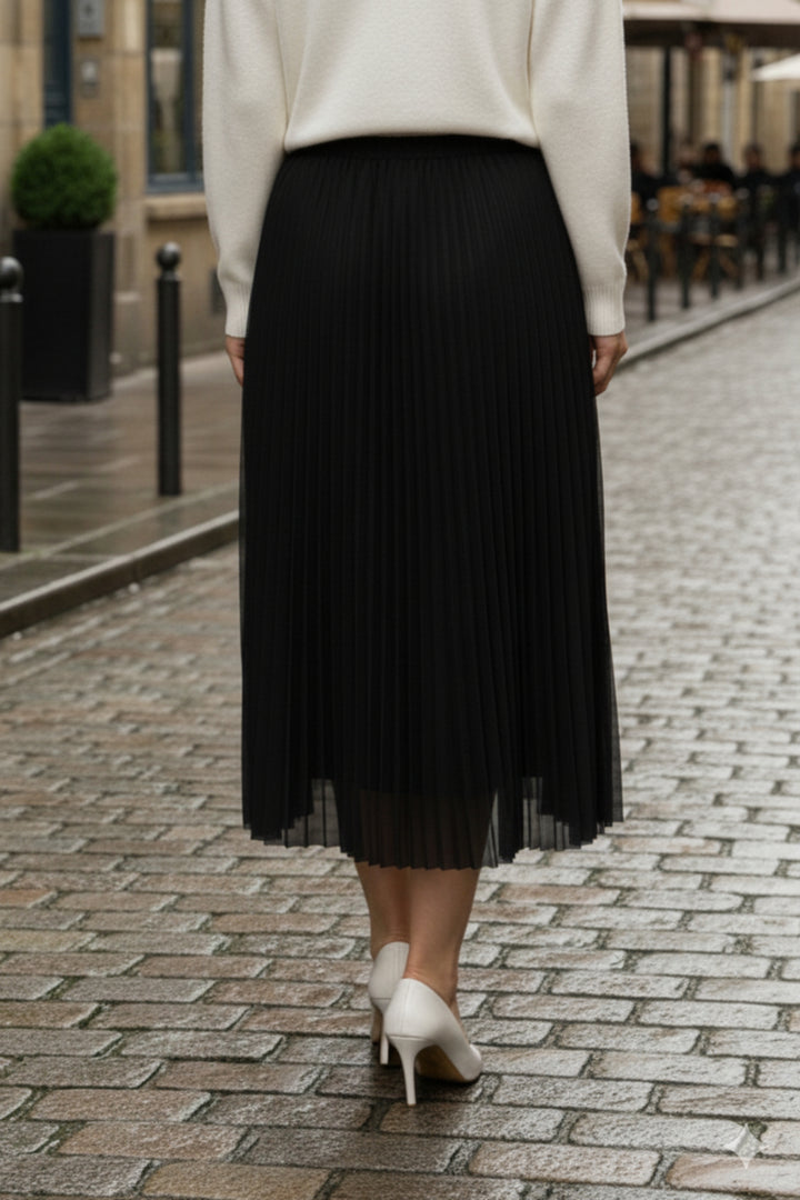 Midnight Mesh Pleated Skirt