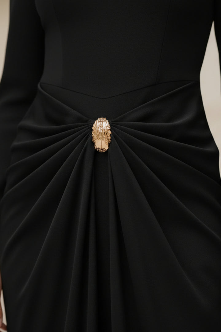Obsidian Luxe Draped Dress