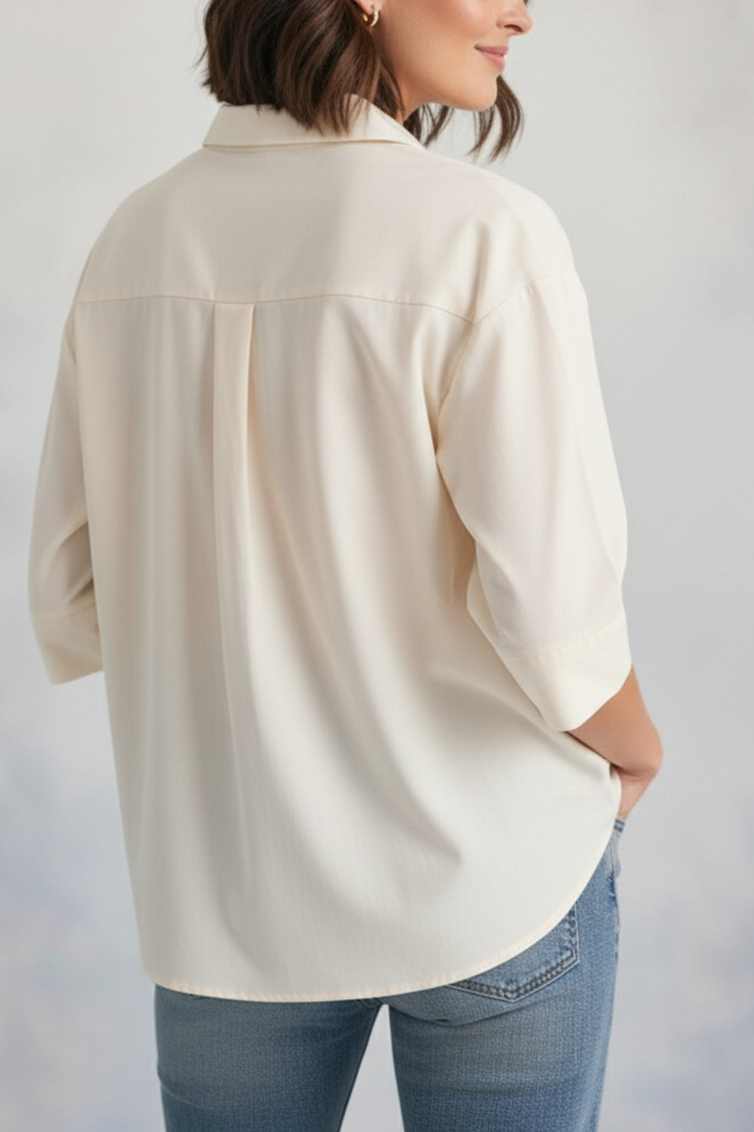 Cream Patch Oversized Shirt