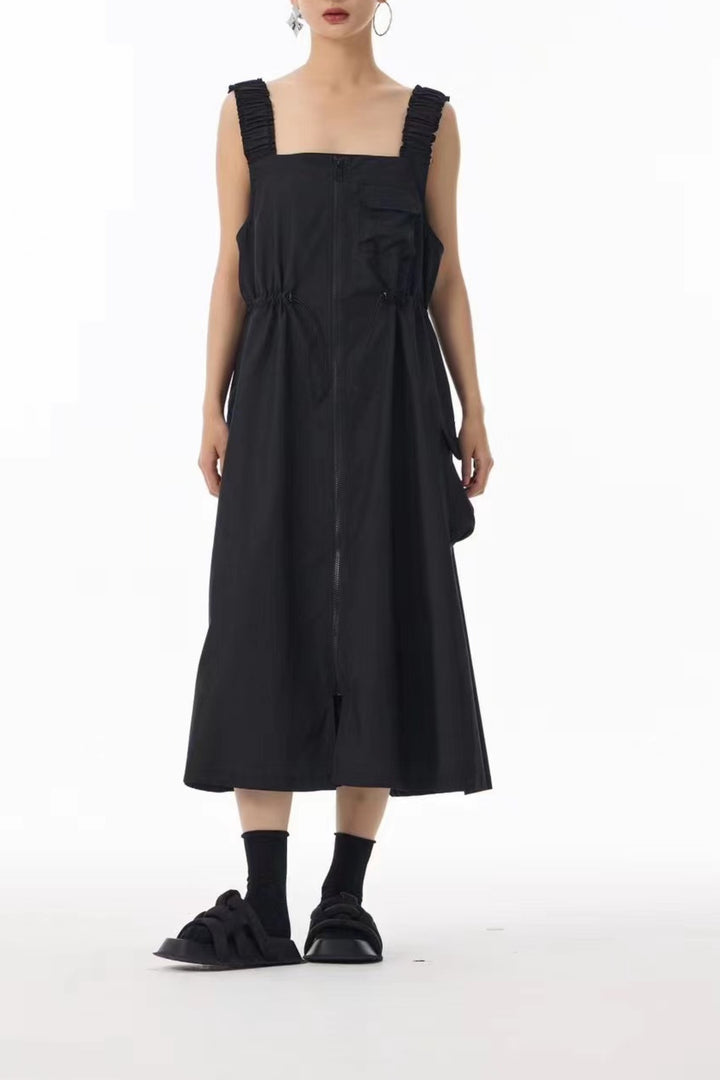 Sunset Black Zippered Dress