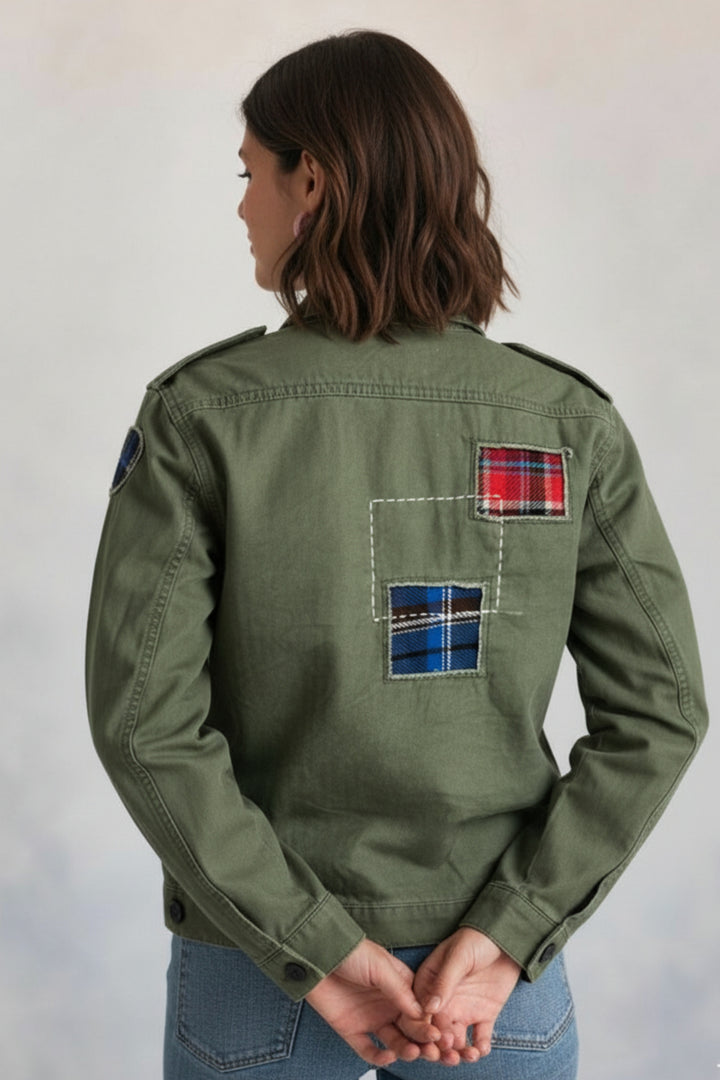 Olive Green Utility Patchwork shirt