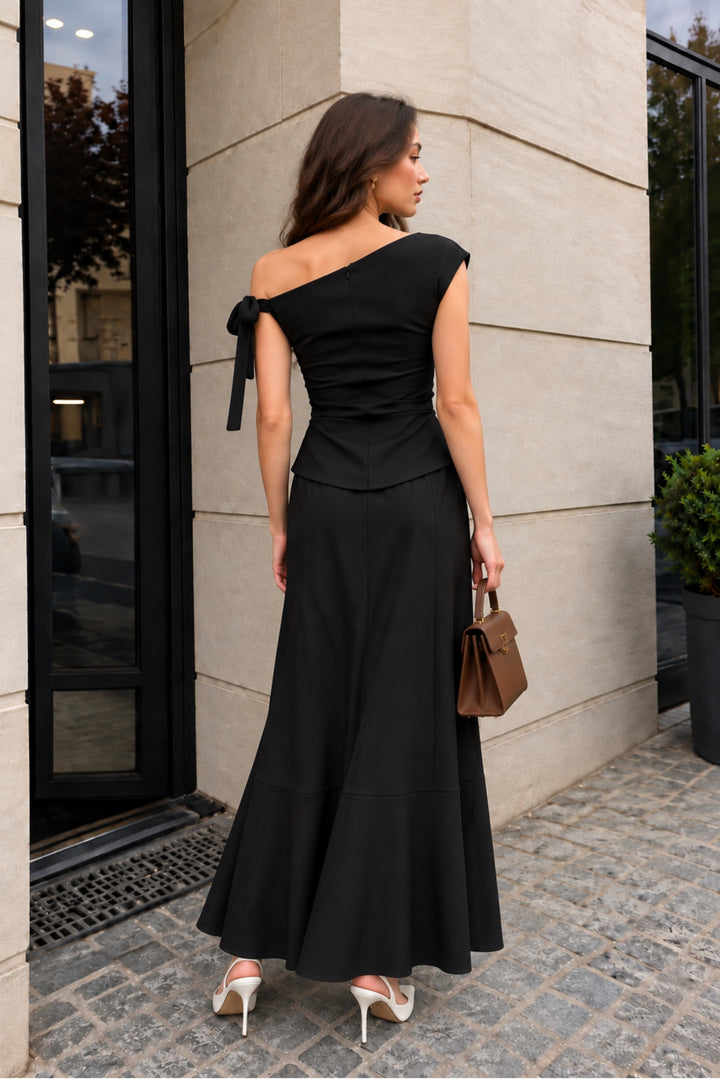 Noir Boat Neck Linen Co-ord