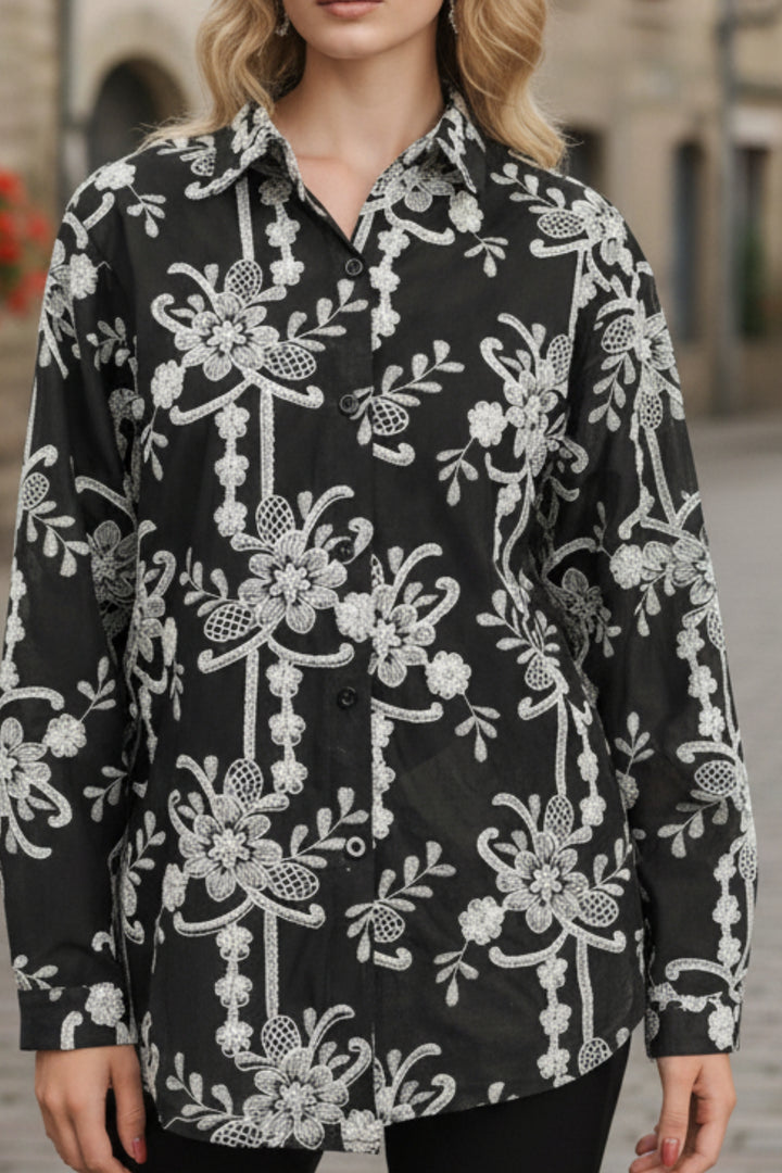 Royal Black Embellished Shirt