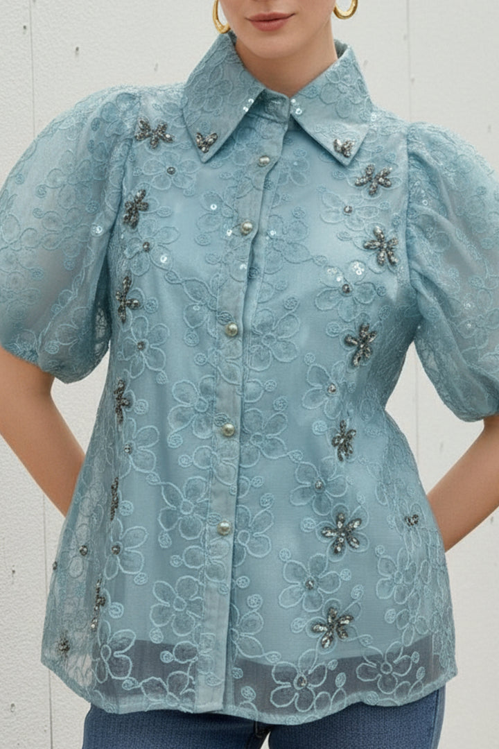 Baby Blue Embroidered Shirt