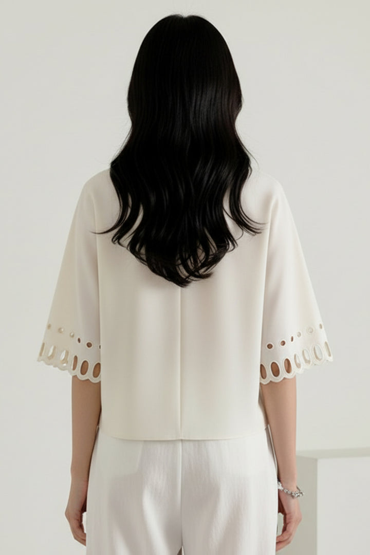 Amara Bonewhite Scalloped Crop Top