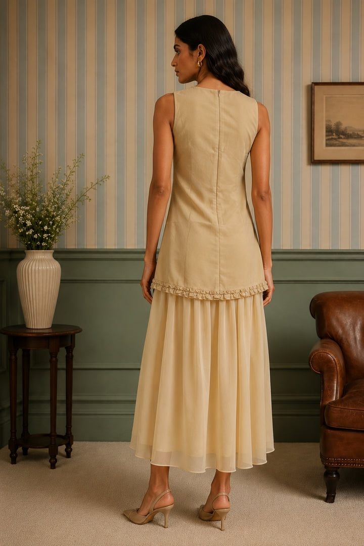 Butter Linen Layered Chiffon Dress