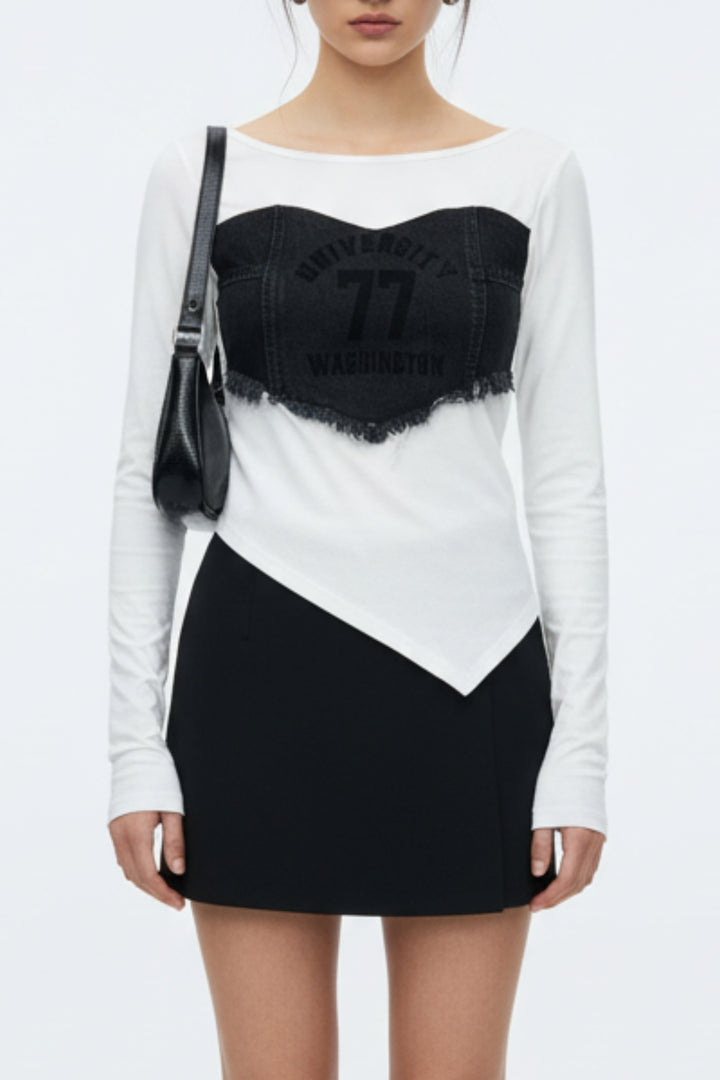 Sweetheart Off-White Frayed Top