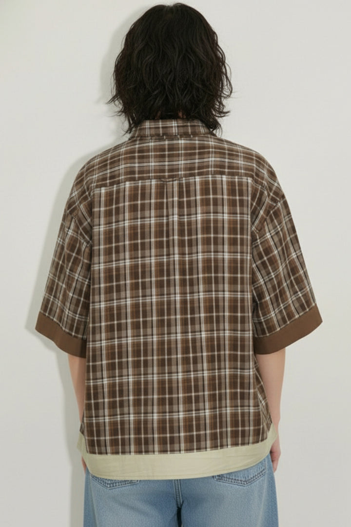 Patched Plaid Korean Shirt