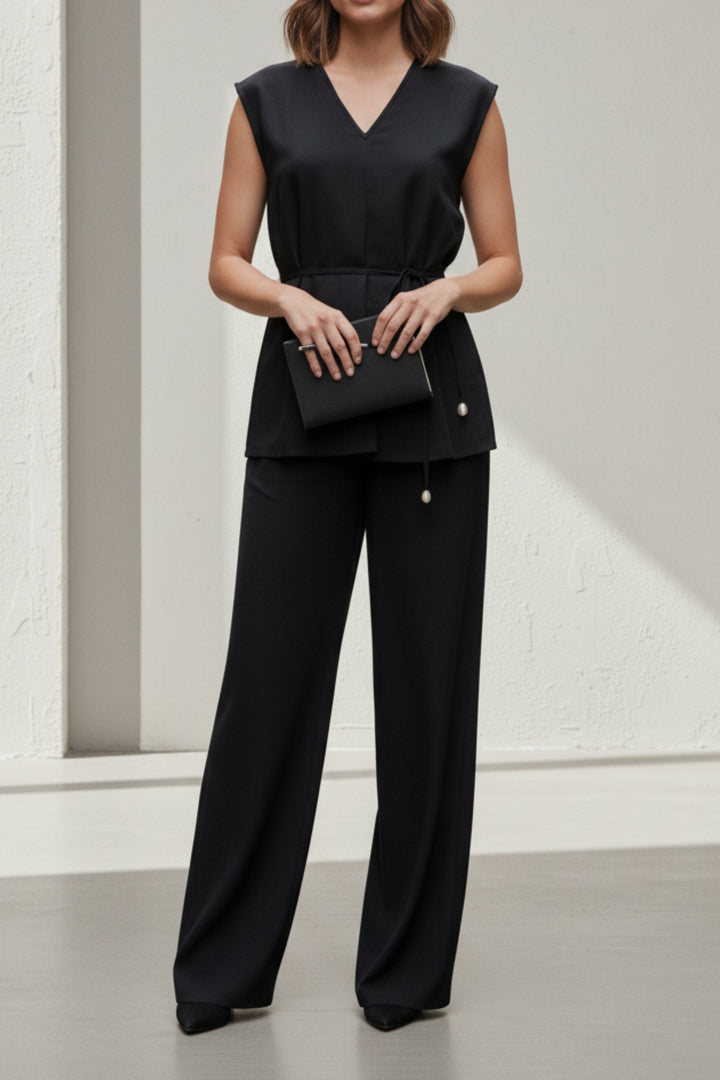 Black Tailored Top & Pant Co-Ord Set