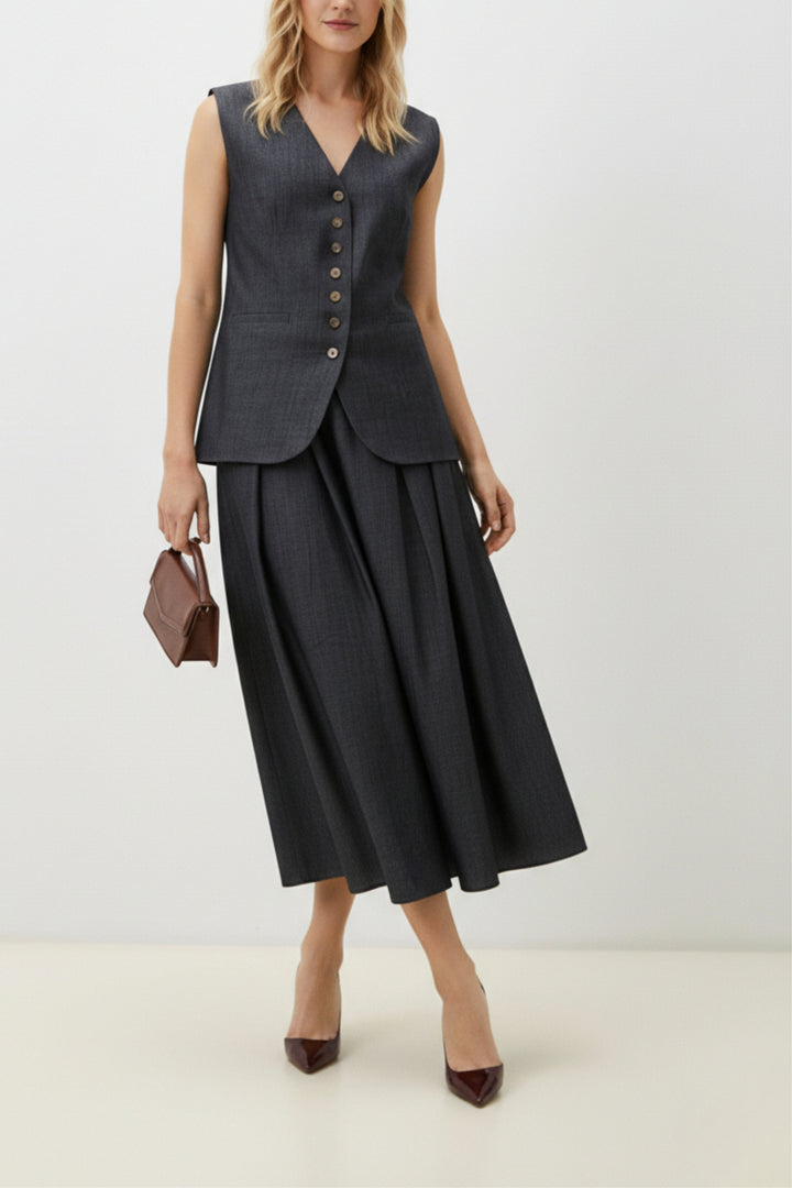 Denim Waistcoat Skirt Co-ord Set