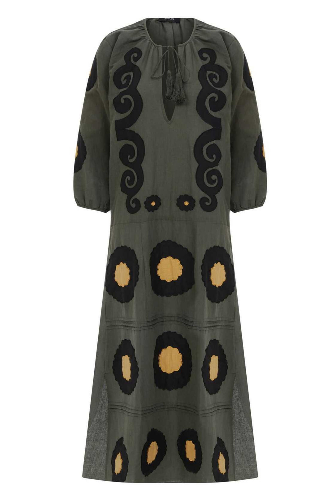 Patch Work Olive Cotton Dress