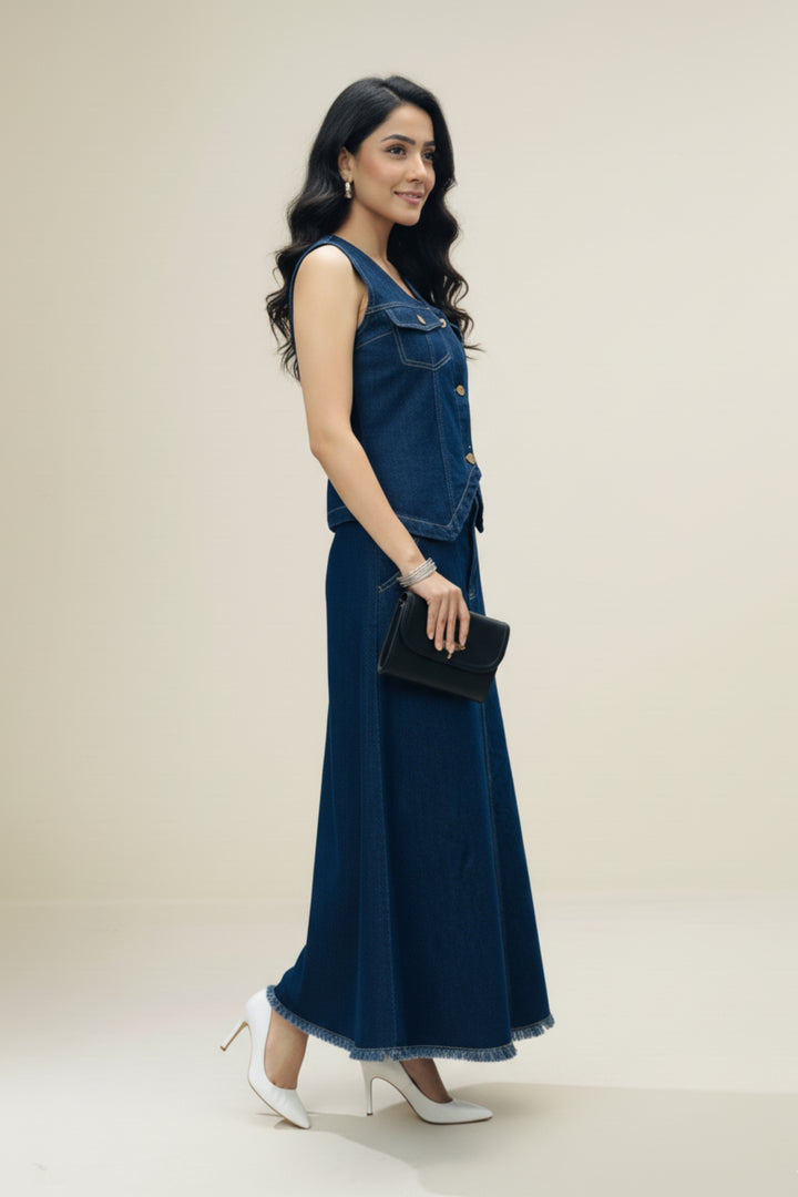 Denim Vest & Skirt Co-Ord Set