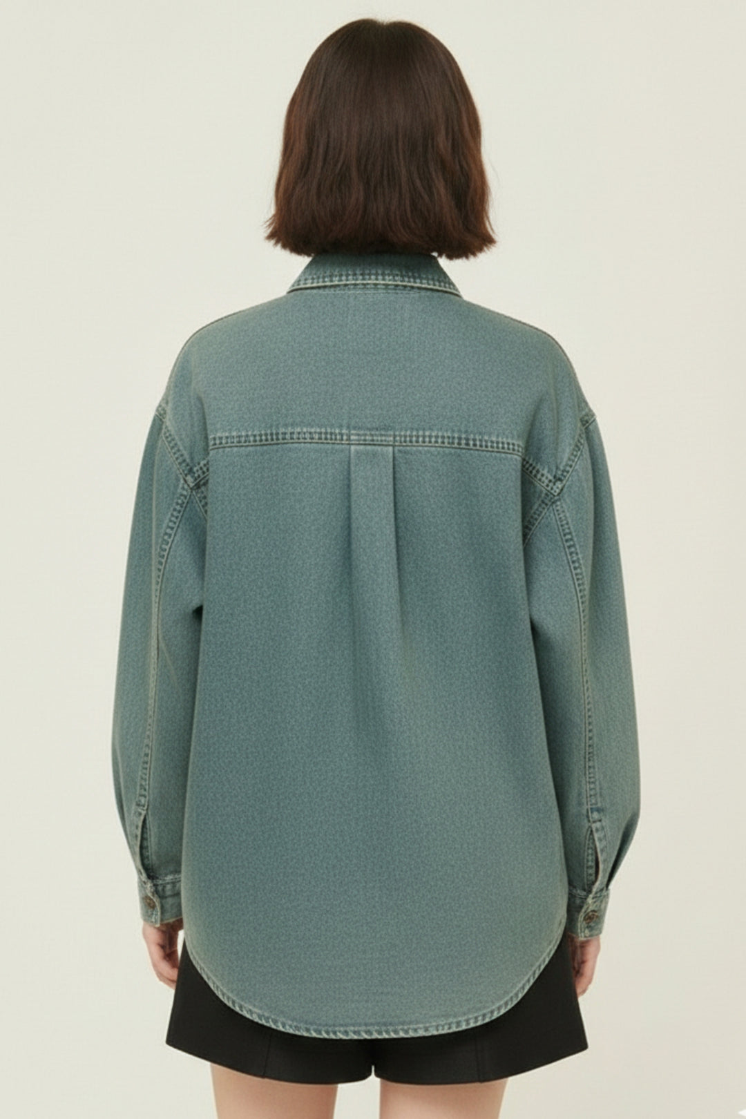Sage Green Celestial Patch Denim Shirt