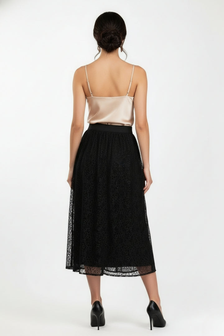 Black Veiled Net Skirt
