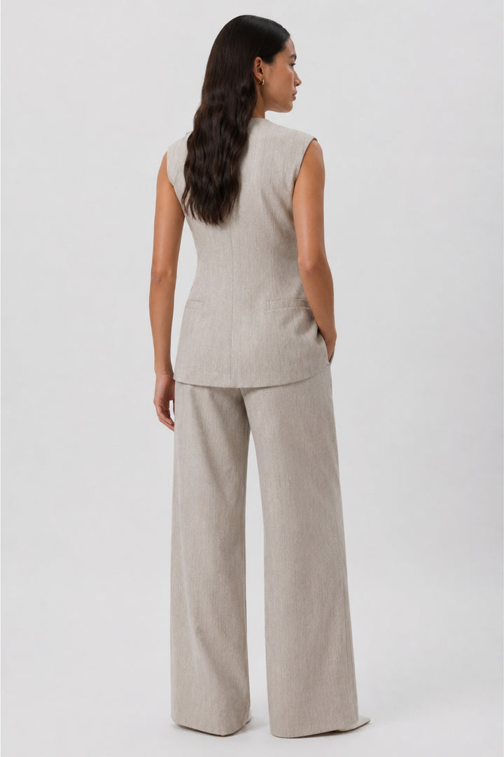 Swiss Latte Striped Waistcoat Co-ord Set