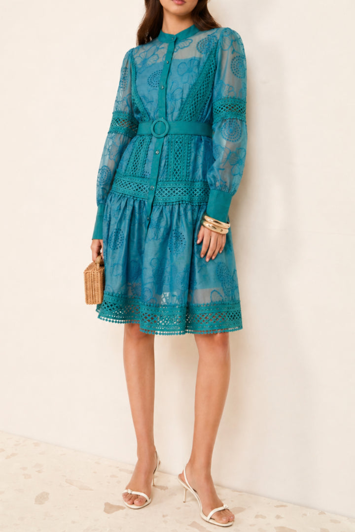 Signature Teal Cutwork Dress