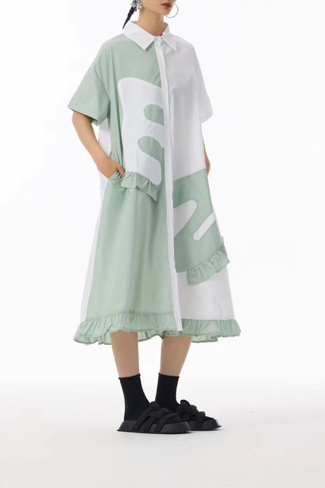 EZ Color blocked Shirt Dress