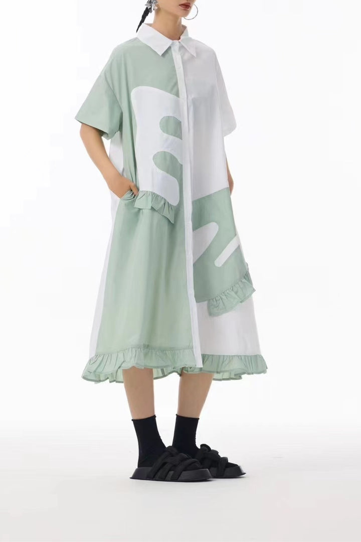 EZ Color blocked Shirt Dress