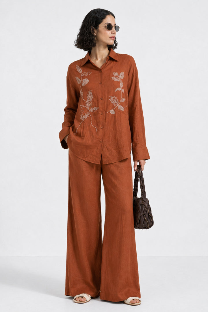 Rust Petal Embroidered Co-ord set