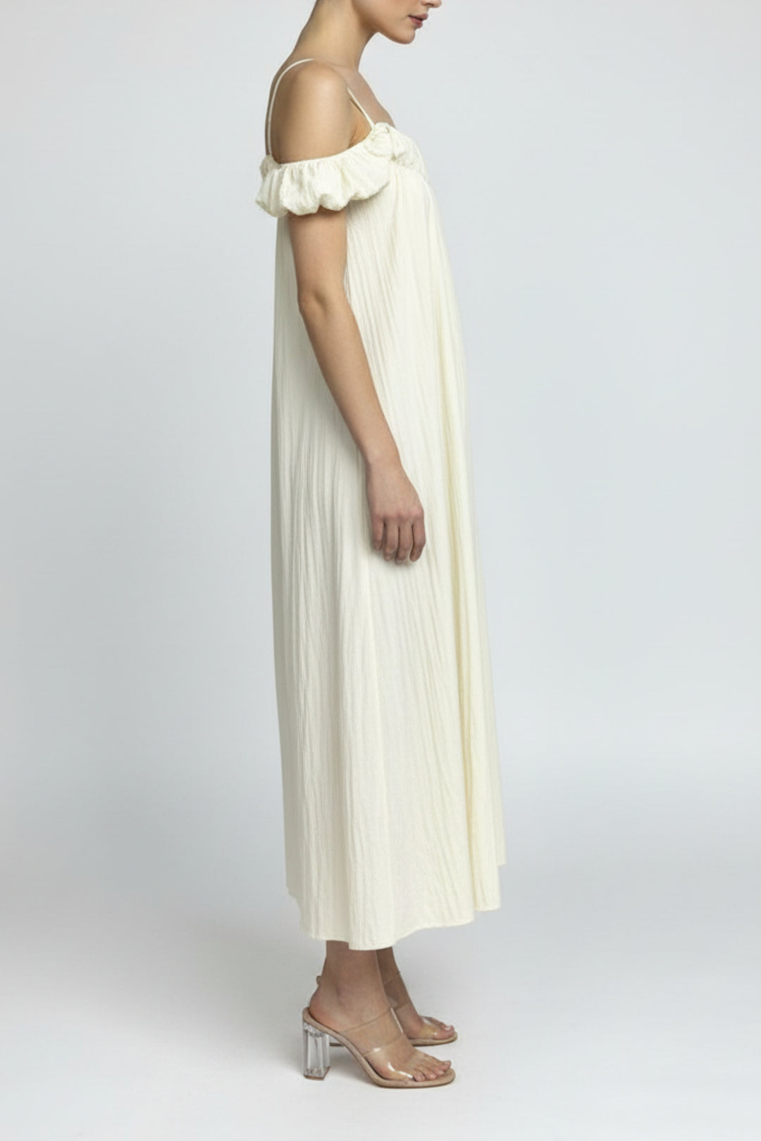 Barely Ivory Ruffle Dress
