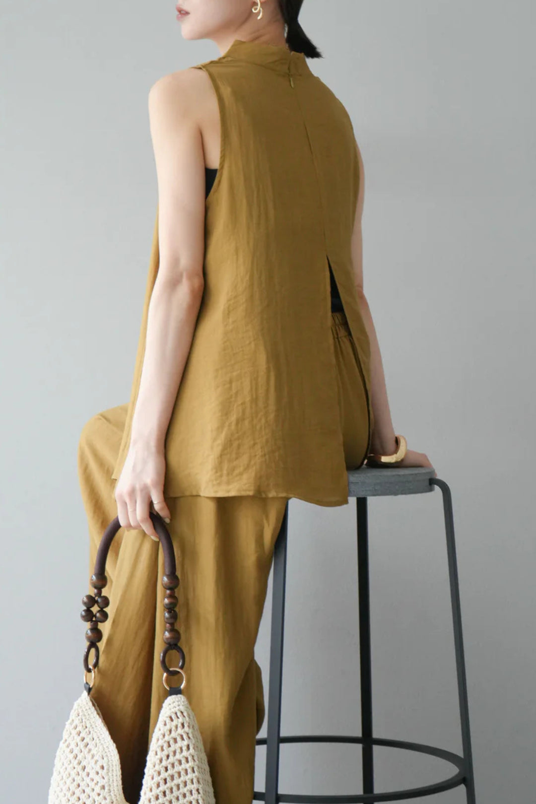 Mustard Back Slit Comfort Coord Set