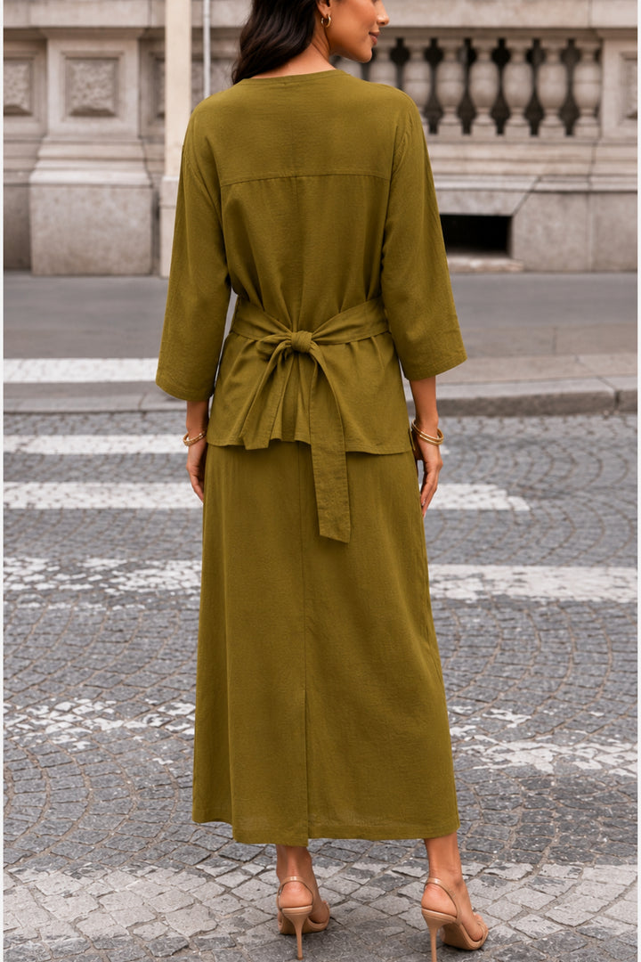 Olive Linen Wrap Coord