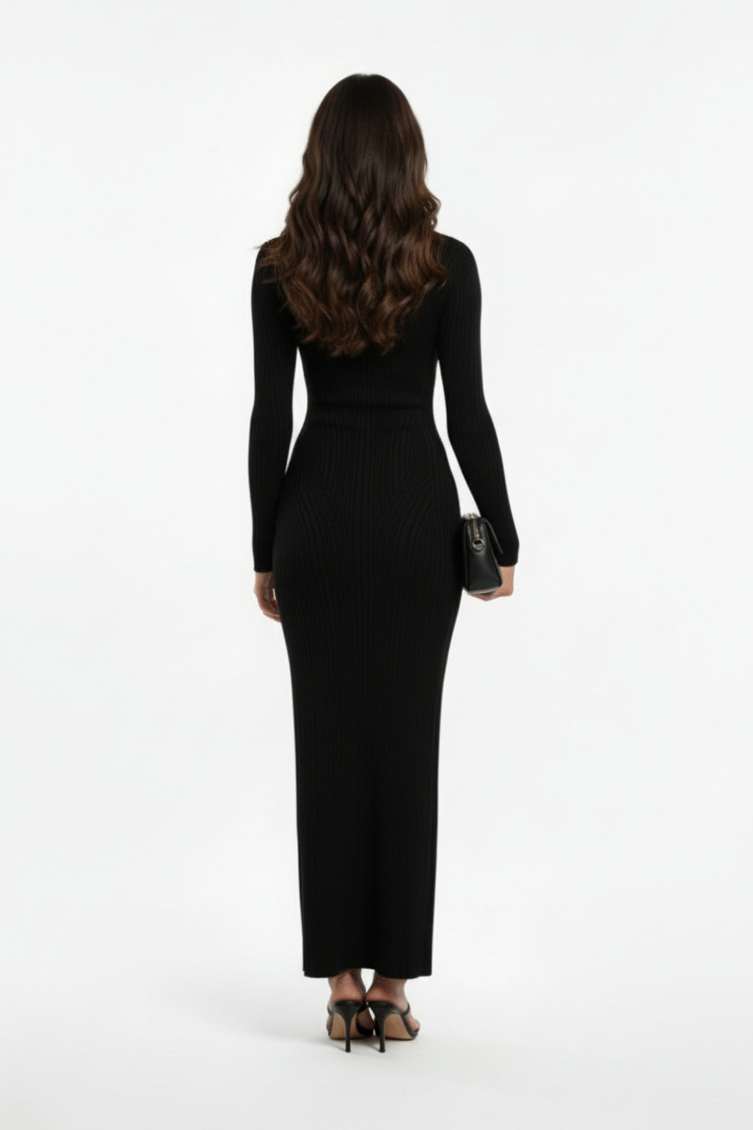 Black Knit Full Sleeve Maxi Dress