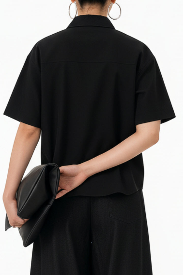 Avery Black Crop Shirt